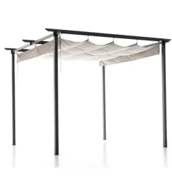 Coperture Per Esterno E Accessori|Gazebo pergola da esterno retrattile "mykonos", colore antracite - 2,90x2,90x2,30 mt