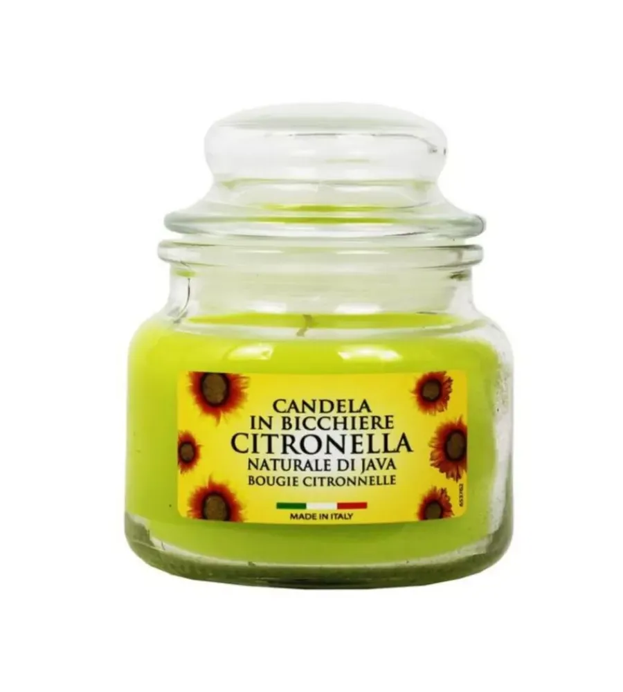 Decorazione Ambienti- Giara piccola in vetro "capri" con candela alla citronella