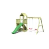 Fungoo Giochi E Casette Bimbo|Gioco per bambini da esterno in legno "floppi torretta" con torretta scivolo e altalena doppia, 379x396x277 cm