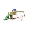 Giochi E Casette Bimbo- Gioco per bambini da esterno in legno "treehouse" con casetta aperta sospesa, scivolo e altalena doppia, 443x501x272 cm