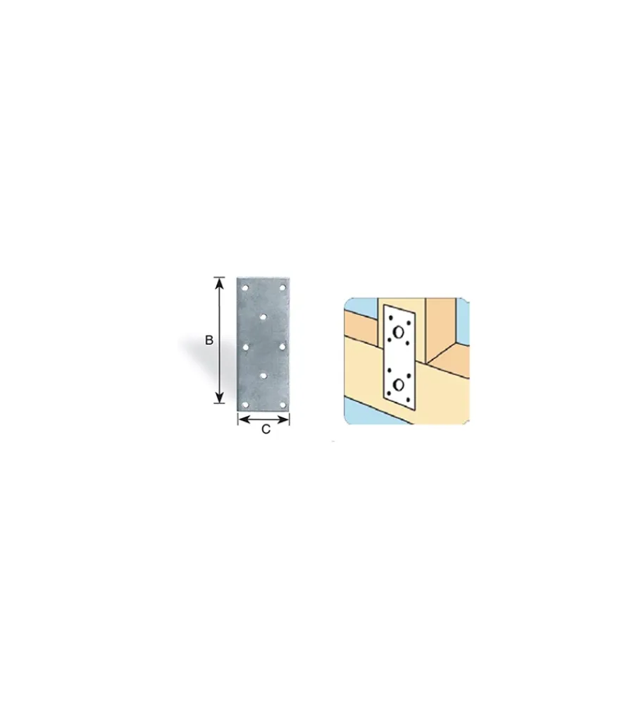 Ferramenta Per Esterno- Giunto a piastra forato, leggero 75 x 40 mm.