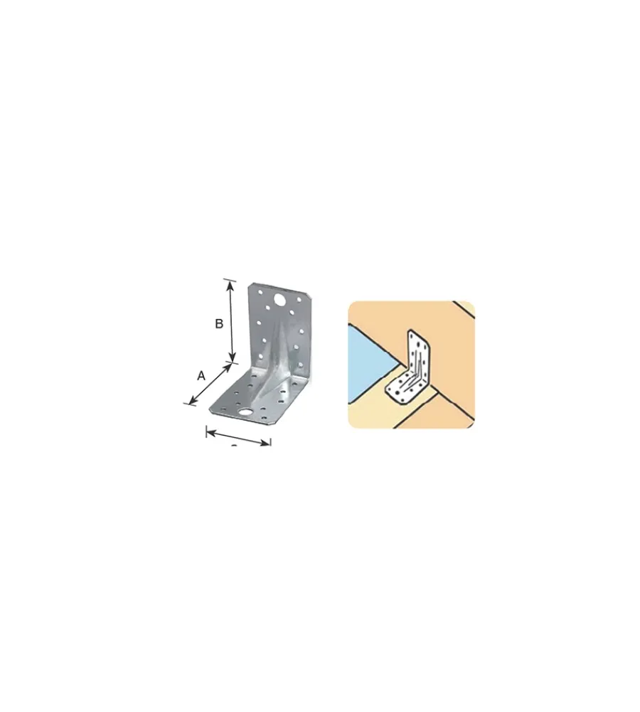 Ferramenta Per Esterno- Giunto ad angolo nervato 70 x 70 x 55 mm.