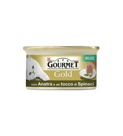 Purina Alimenti Umido Gatto|Gourmet gold, alimento umido per gatto, mousse con anatra e un tocco di spinaci.