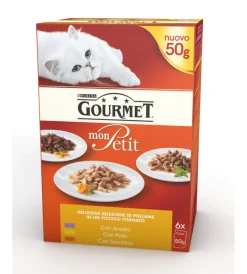 Alimenti Umido Gatto-Purina Gourmet mon petit pollame anatra/pollo/tacchino.