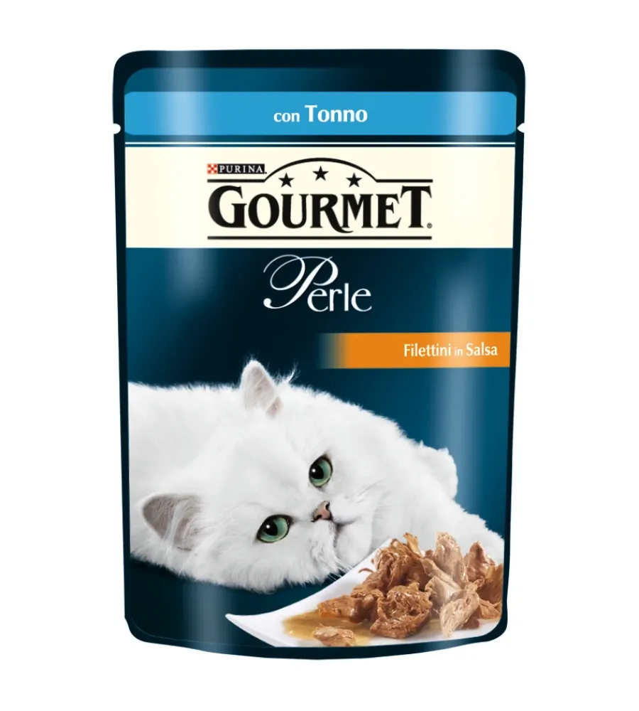 Alimenti Umido Gatto-Purina Gourmet perle - alimento umido per gatto, filettini in salsa con tonno, 85 gr.