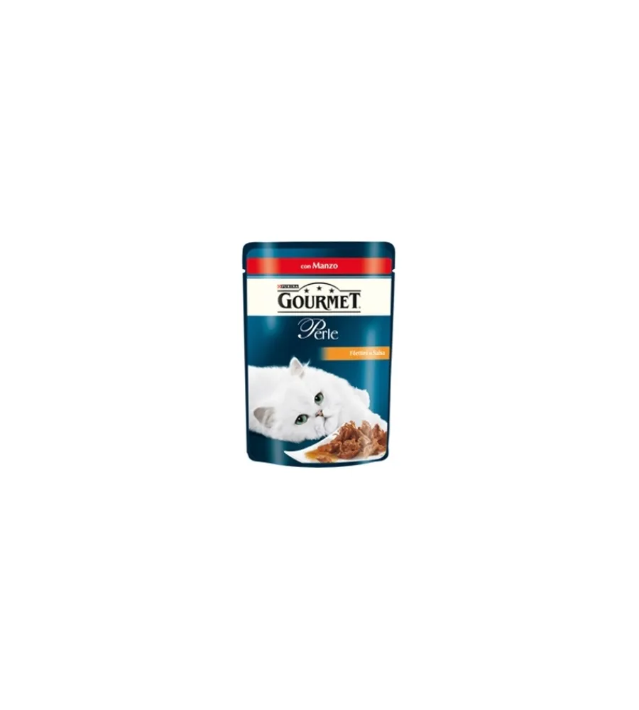 Alimenti Umido Gatto-Purina Gourmet perle - alimento umido per gatto, filettini in salsa con manzo.