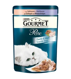 Purina Alimenti Umido Gatto|Gourmet perle, alimento umido per gatto, duetti di mare con salmone e merluzzo.