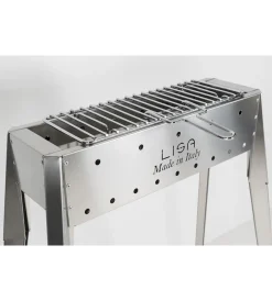 Barbecue-Lisa Griglietta per cuocispiedini in ferro cromato con manico, 37x13 cm -
