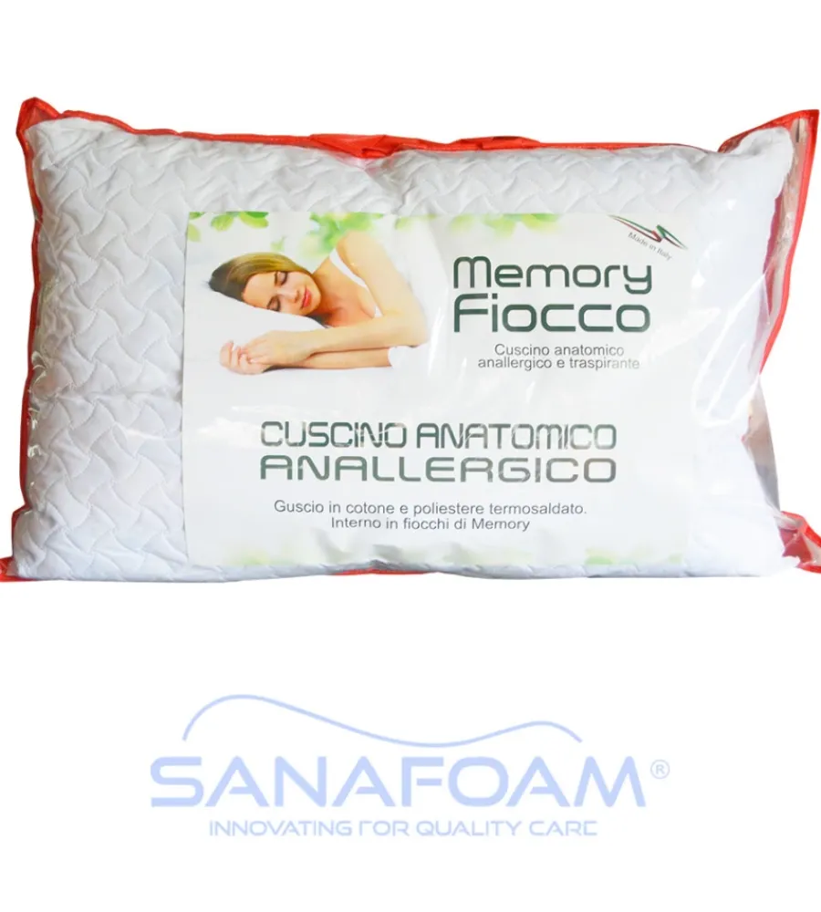 Letti E Comodini- Guanciale anatomico in memory foam bianco 72x42 cm