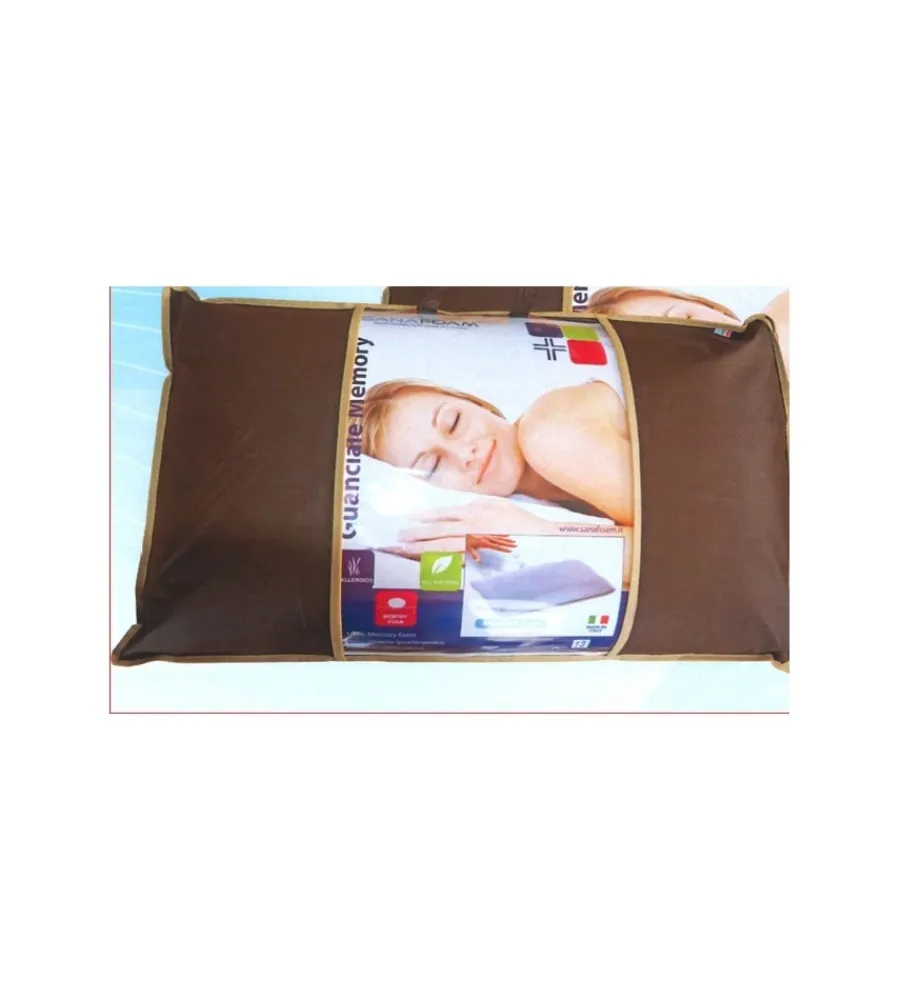 Letti E Comodini- Guanciale sagomato in memory foam bianco 72x42 cm