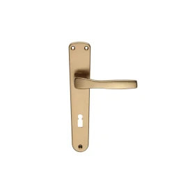 Ferramenta Per Mobili E Infissi|Guarnitura con placca serie thea - 90 mm. - foro chiave - alluminio bronzato