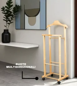 Online Indossatore per abiti con ruote "oscar" in legno 44x97x29 cm Decorazione Ambienti