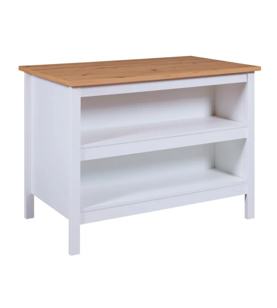Cucina|Isola multifunzione bianco e rovere, 124x75x91,5 cm