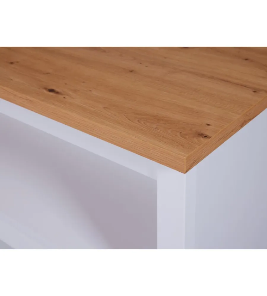 Cucina|Isola multifunzione bianco e rovere, 124x75x91,5 cm