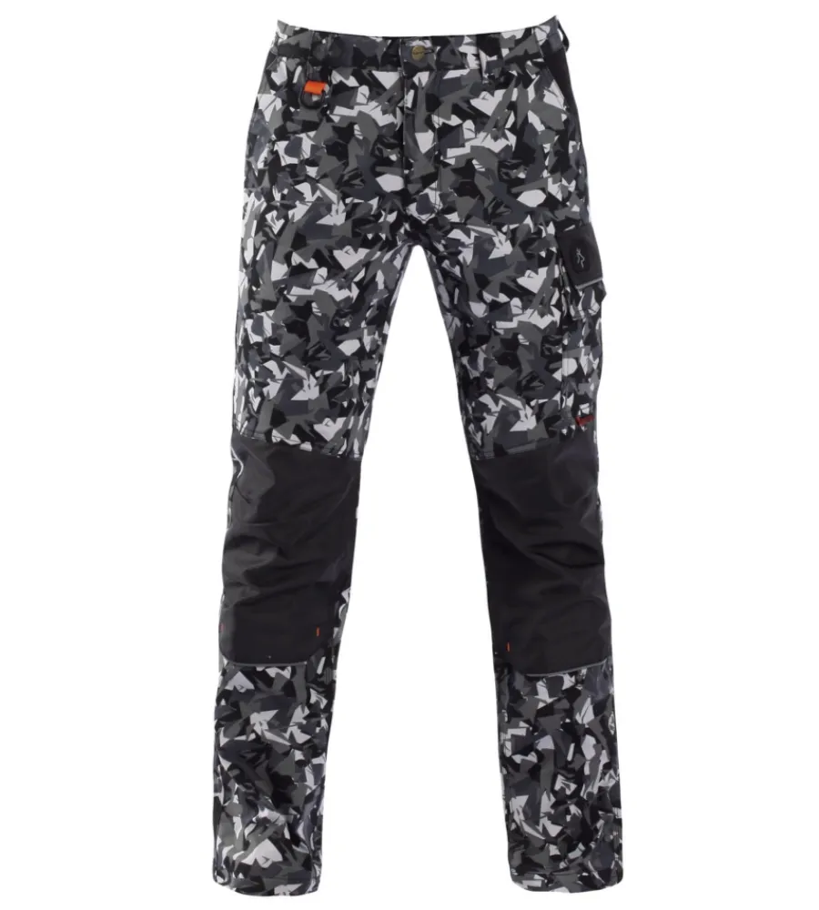 Pantaloni|Pantaloni-Kapriol pantalone da lavoro "tenere pro" camouflage grigio, tg xxl