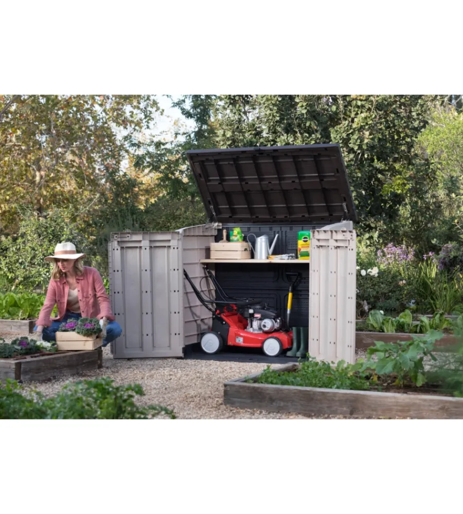 Contenitori Da Esterno-Keter - porta attrezzi multiuso in resina "store it out max" - 1200 lt 145.5x82x125 cm beige