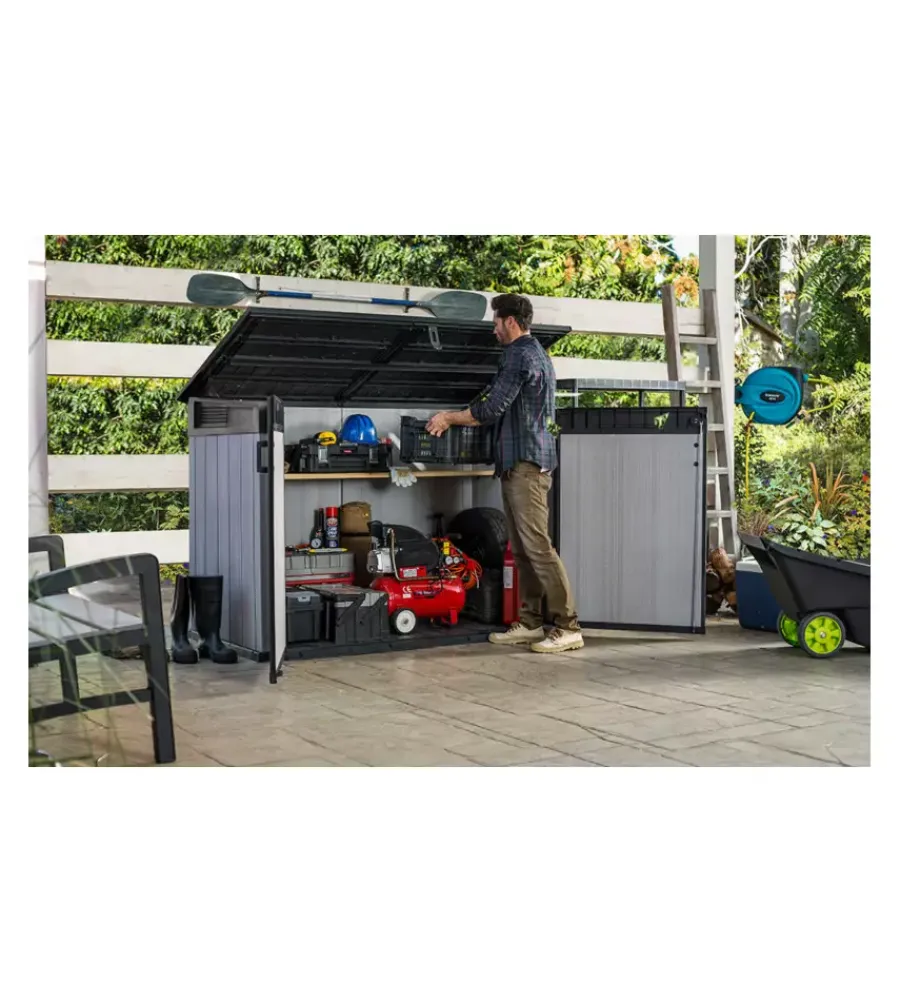 Contenitori Da Esterno-Keter - porta attrezzi multiuso in resina "grande store" - 2020 lt 190.5x109.3x132.5 cm grigio