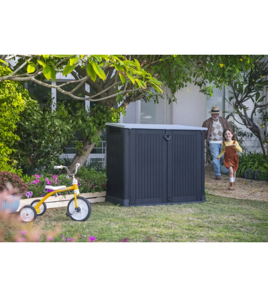 Keter Contenitori Da Esterno|- portattrezzi multiuso in resina "store it out midi" - 880 lt 132x71,5x113,50 cm nero