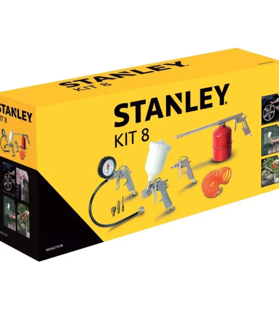 Compressori|Kit 8 accessori per compressore aria compressa ad attacco rapido stanley