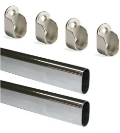 Armadi-Emuca Kit 2 bastoni appendiabiti ovali con supporti, 950 mm