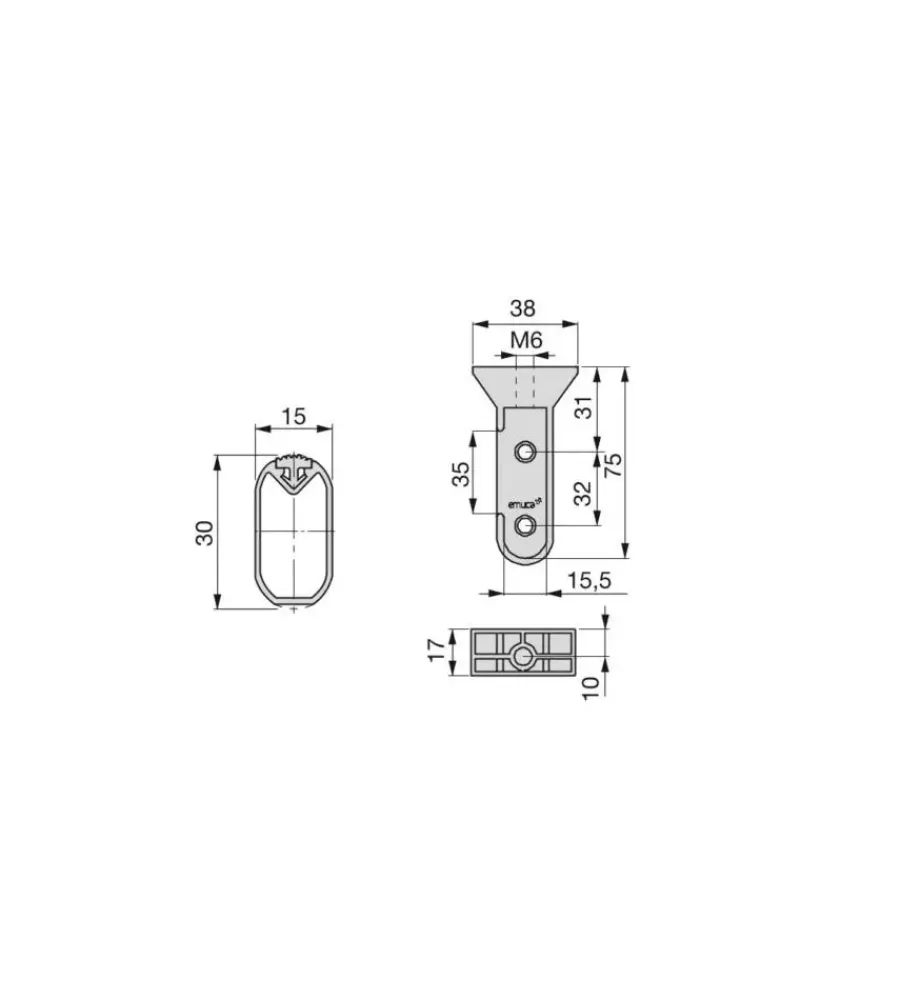 Armadi-Emuca Kit 2 tubi per armadio alluminio, 75 cm