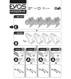 Nordrive Portaggio|Kit attacchi per barre auto portatutto volvo s60 4p 19>  n21231
