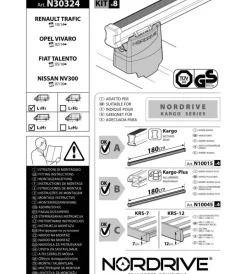 Hot Kit attacchi per barre auto portatutto renault trafic, opel vivaro 14>,fiat  n30324 Portaggio