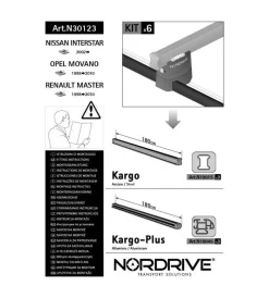 Nordrive Portaggio|Kit attacchi per barre auto portatutto renault master 98>, opel movano 98>,n  n30123