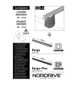 Portaggio-Nordrive Kit attacchi per barre auto portatutto citroen berlingo peugeot partner 07> n30202