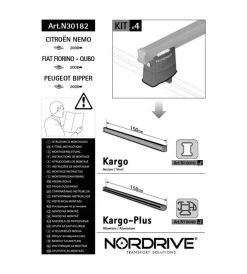 Portaggio-Nordrive Kit attacchi per barre auto portatutto fiat fiorino citroen nemo peugeot bi  n30182