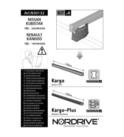 Hot Kit attacchi per barre auto portatutto renault kangoo 97>07 nissan kubistar n30132 Portaggio