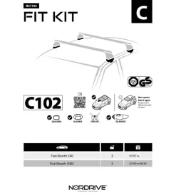 New Kit attacchi per barre auto portatutto fiat 500 07/07-  n21102 Portaggio