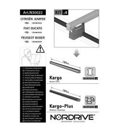 Portaggio-Nordrive Kit attacchi per barre auto portatutto citroen jumper, fiat ducato, peugeot n30022