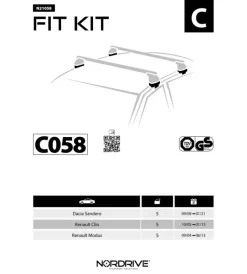 Nordrive Portaggio|Kit attacchi per barre auto portatutto renault modus 5d 9/04,clio 5d 10/05,d  n21058