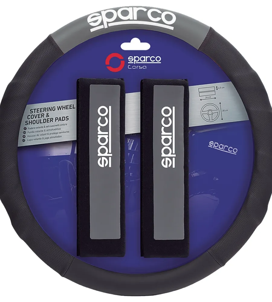 Sparco Auto Interno|Kit auto coprivolante e passacintura "spc1111k" grigio/nero