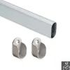 Emuca Armadi|Kit bastone appendiabiti ovale con supporti, 950 mm