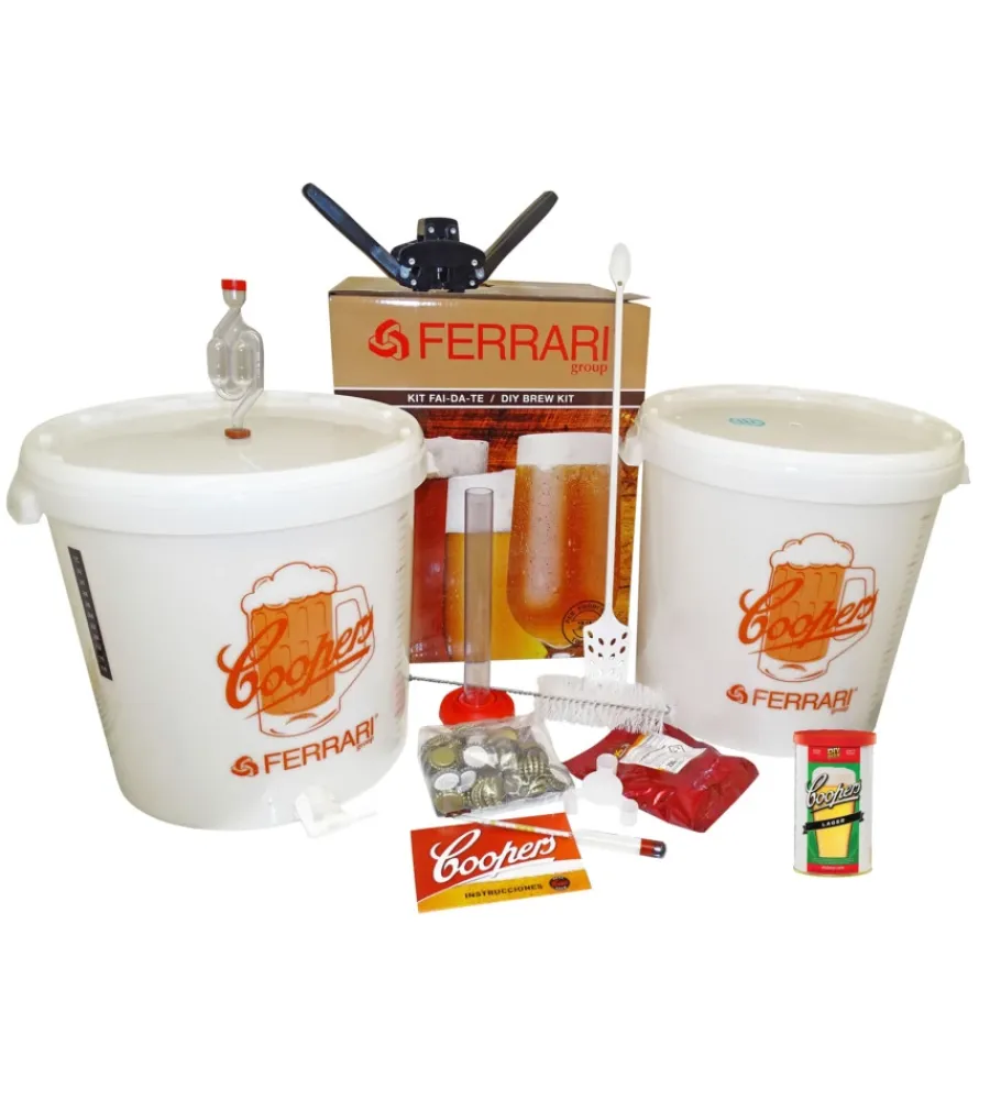 FerrariGroup Preparazione Birra|Kit birra artigianale super lux con doppio fermentatore da 32 litri e malto lager - ferrari group
