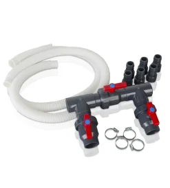 Piscine-Gre Kit bypass 3 valvole di apertura/chiusura + 2 tubi flex + 6 adattatori + 4 fascette per piscina