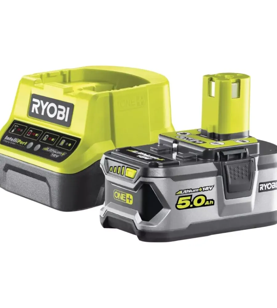 Ryobi Batterie E Caricatori Per Macchine Giardinaggio|Kit caricabatterie singolo e batteria di ricambio "rc18120-150" 18v 5ah