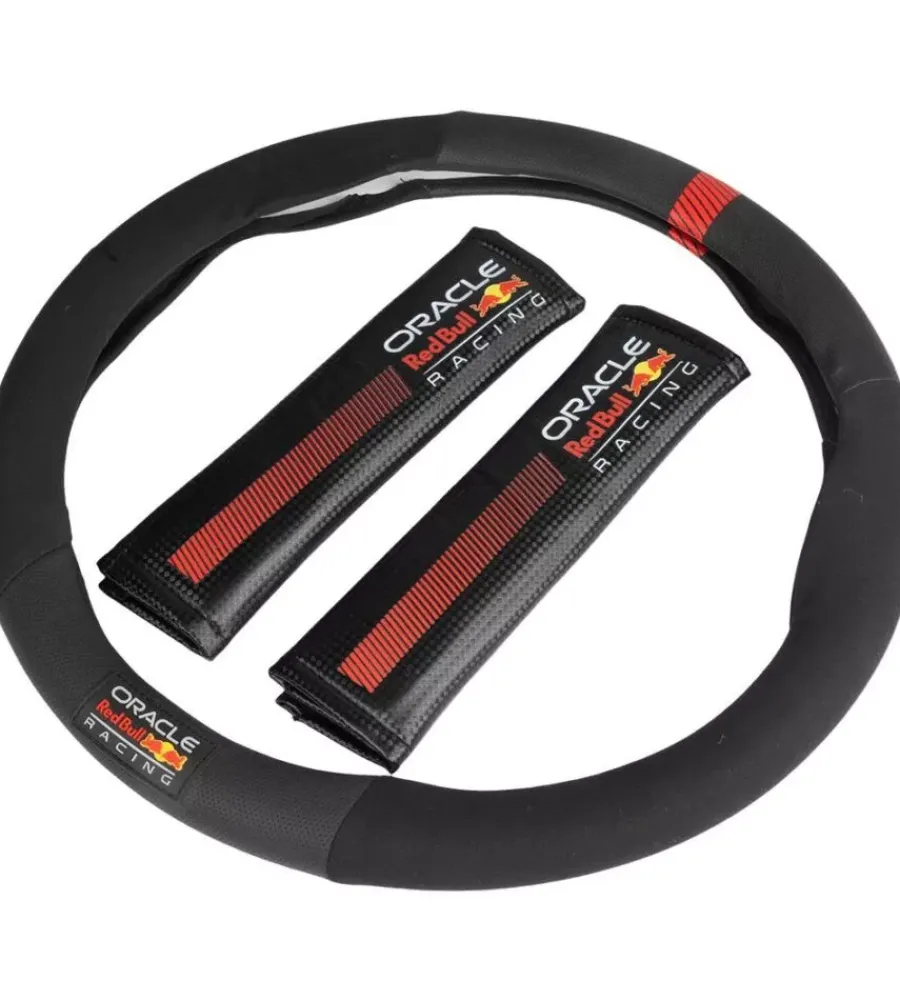 Auto Interno-Oracle RedBull Racing Kit coprivolante e passacintura redbull " powerbar" nero e rosso