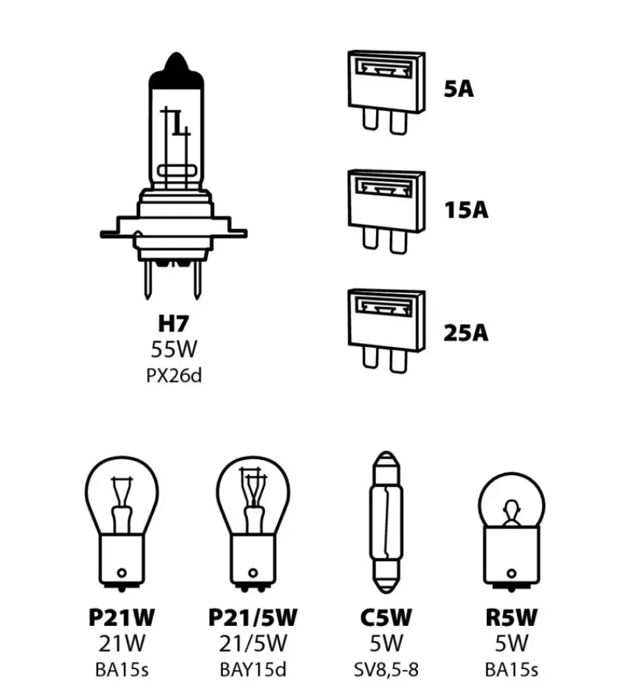 Elettrico-Lampa Kit de di ricambio 8 pz, alogena h7 - 12v 58157