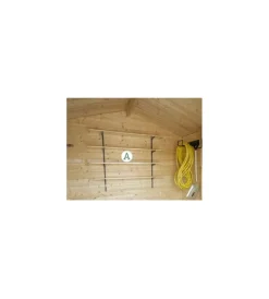 Casette Da Giardino|Kit organizzazione per casette in legno "kit 3" mensole, portascope, attaccapanni, pannello porta chiavi e cacciaviti, porta attrezzi pesanti, mensola con ribaltina