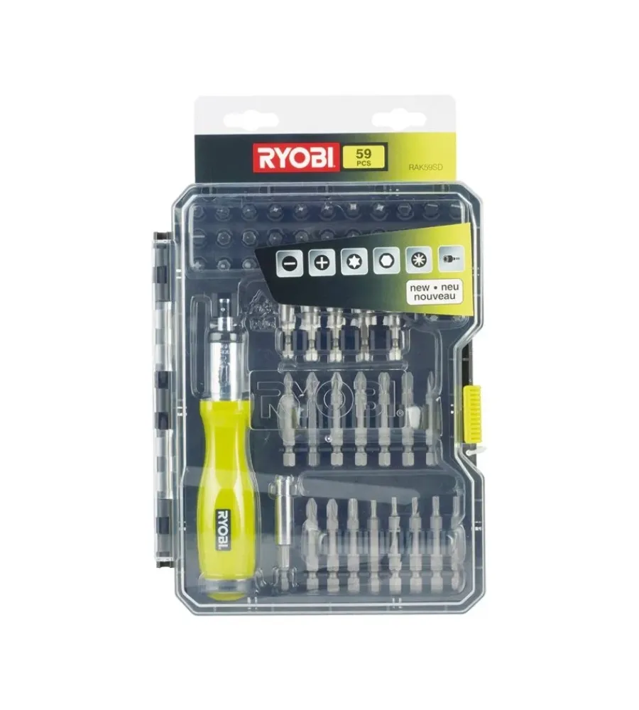 Ryobi Trapani E Avvitatori|Kit per avvitatura "rak59sd" 59 accessori