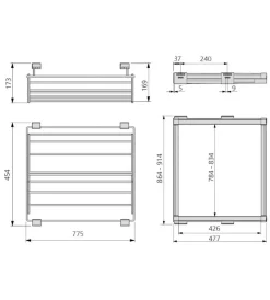 Armadi-Emuca Kit porta scarpe metallico regolabile 900 mm acciaio e alluminio color moka - .