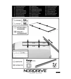 Portaggio-Nordrive Kit rullo posteriore + estensore scorrevole - 96 cm n11021