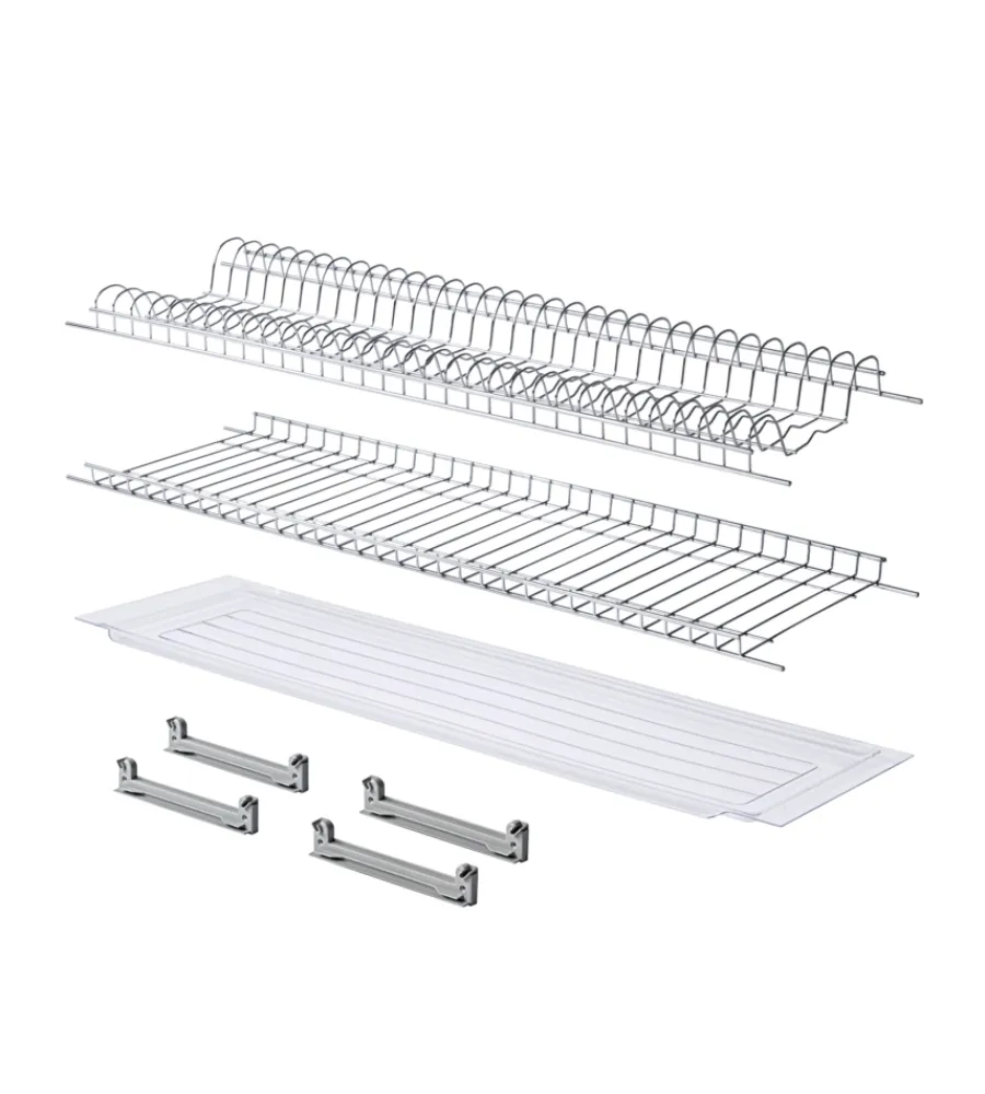 Accessori Cucina- Kit scolapiatti inox per pensile da 90 cm
