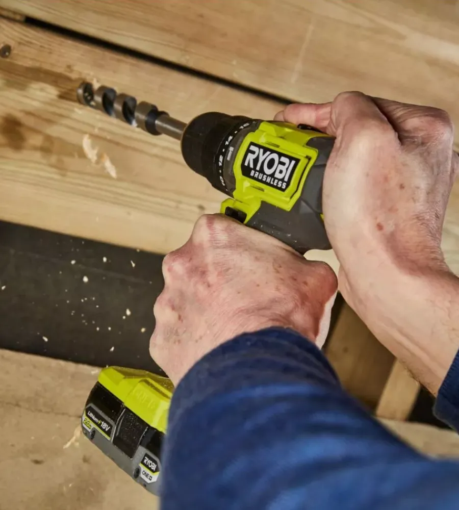 Ryobi Trapani E Avvitatori|Kit trapano a percussione brushless e compressore portatile - con 2 batterie 18v 2ah
