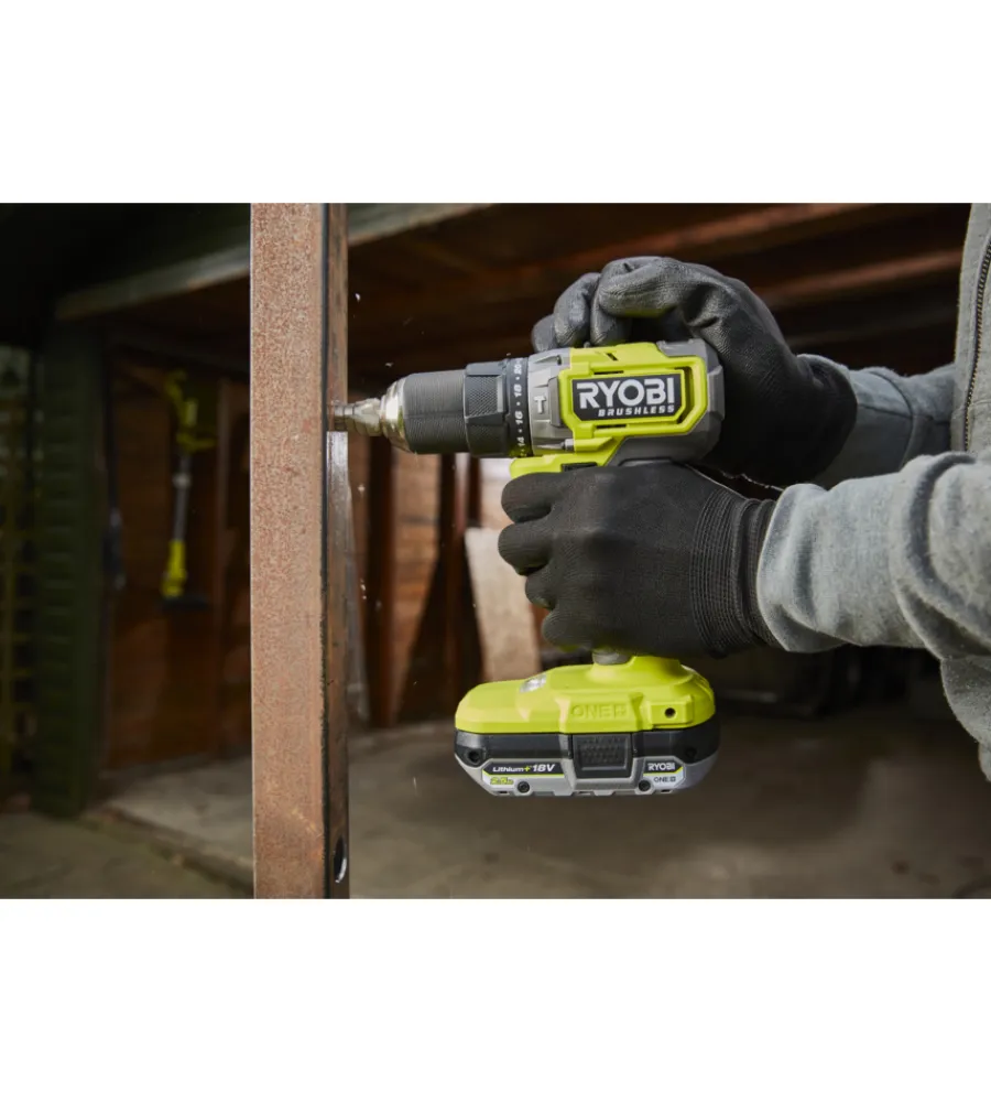 Trapani E Avvitatori-Ryobi Kit trapano a percussione a batteria "rpd18bl1-2c42ta59" con set 59 accessori 2 batterie 18v 2ah 4ah e caricabatterie