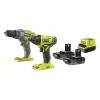 Ryobi Trapani E Avvitatori|Kit trapano avvitatore e avvitatore ad impulsi a batteria "r18ck2-2c20g" 200 nm 2 batterie 18v 2ah e caricabatterie