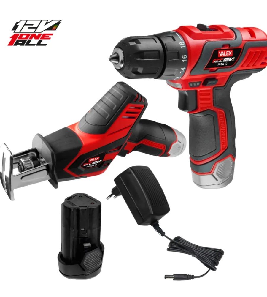 Trapani E Avvitatori-Valex Kit trapano avvitatore e sega a gattuccio 12v -